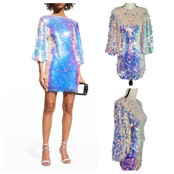 ONE33 Social NWT Pink Iridescent Sequin Balloon Sleeve Party Mini Dress | Size 2 - Picture 16 of 16